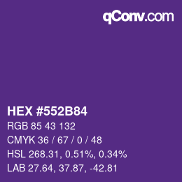 Code couleur: HEX #552B84 | qconv.com