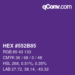 Code couleur: HEX #552B85 | qconv.com