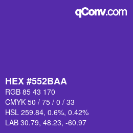 カラーコード: HEX #552BAA | qconv.com