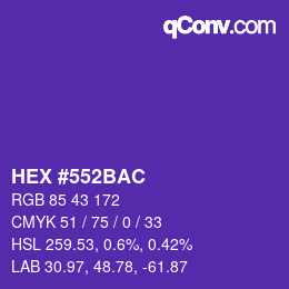 Farbcode: HEX #552BAC | qconv.com