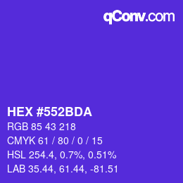 Farbcode: HEX #552BDA | qconv.com