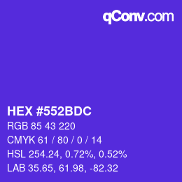 颜色代码: HEX #552BDC | qconv.com
