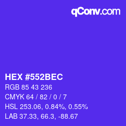 Code couleur: HEX #552BEC | qconv.com
