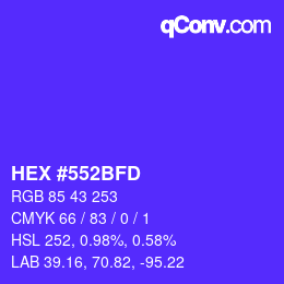 Farbcode: HEX #552BFD | qconv.com