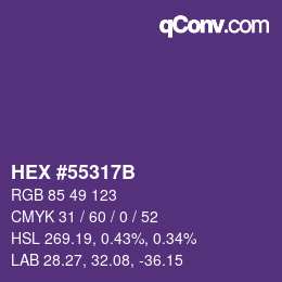 カラーコード: HEX #55317B | qconv.com