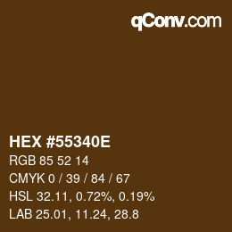Farbcode: HEX #55340E | qconv.com