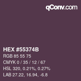 Color code: HEX #55374B | qconv.com