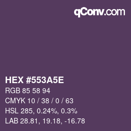 Color code: HEX #553A5E | qconv.com