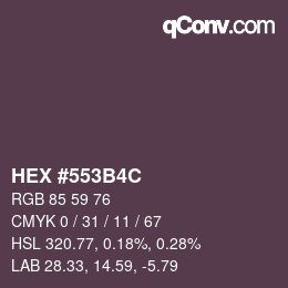 Color code: HEX #553B4C | qconv.com