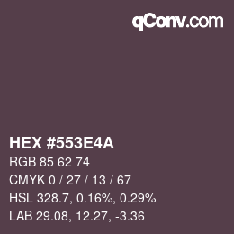 Color code: HEX #553E4A | qconv.com