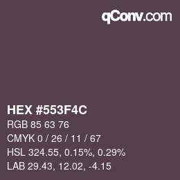 Color code: HEX #553F4C | qconv.com