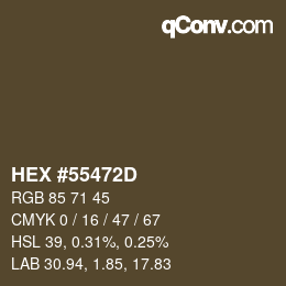 颜色代码: HEX #55472D | qconv.com