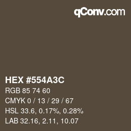 颜色代码: HEX #554A3C | qconv.com
