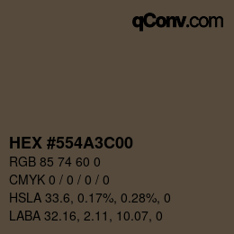 Color code: HEX #554A3C00 | qconv.com