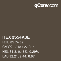 Color code: HEX #554A3E | qconv.com