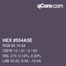 Color code: HEX #554A5E | qconv.com