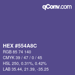 カラーコード: HEX #554A8C | qconv.com