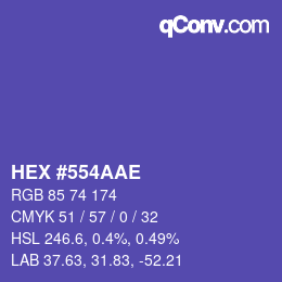 Color code: HEX #554AAE | qconv.com