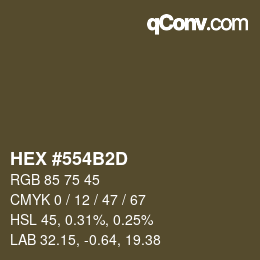 Color code: HEX #554B2D | qconv.com