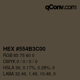 颜色代码: HEX #554B3C00 | qconv.com