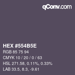 Code couleur: HEX #554B5E | qconv.com