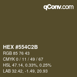 Farbcode: HEX #554C2B | qconv.com