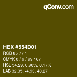 Farbcode: HEX #554D01 | qconv.com