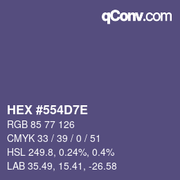 Color code: HEX #554D7E | qconv.com