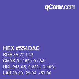 Color code: HEX #554DAC | qconv.com