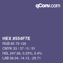 カラーコード: HEX #554F7E | qconv.com