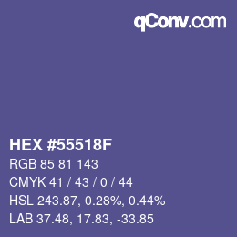 Color code: HEX #55518F | qconv.com