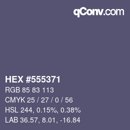 Color code: HEX #555371 | qconv.com