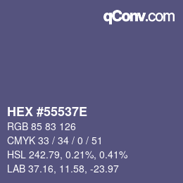 Color code: HEX #55537E | qconv.com