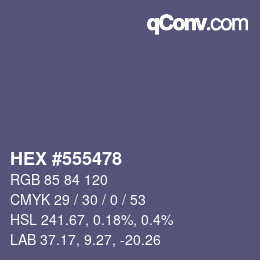 颜色代码: HEX #555478 | qconv.com