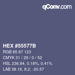 Color code: HEX #55577B | qconv.com