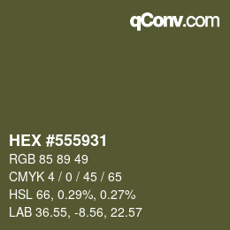 Color code: HEX #555931 | qconv.com