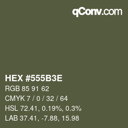Color code: HEX #555B3E | qconv.com