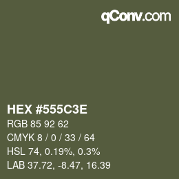 Color code: HEX #555C3E | qconv.com