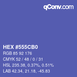 Color code: HEX #555CB0 | qconv.com