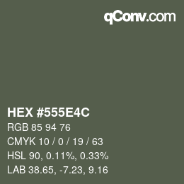 Color code: HEX #555E4C | qconv.com