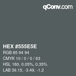 颜色代码: HEX #555E5E | qconv.com
