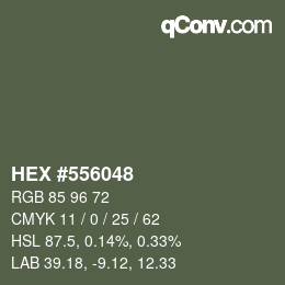 Color code: HEX #556048 | qconv.com