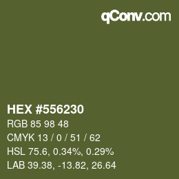 Farbcode: HEX #556230 | qconv.com