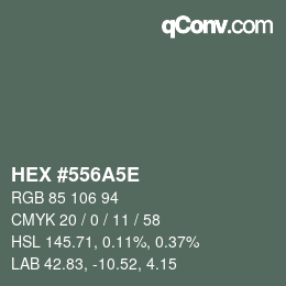 Color code: HEX #556A5E | qconv.com