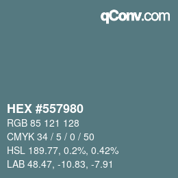 Color code: HEX #557980 | qconv.com