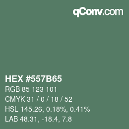 カラーコード: HEX #557B65 | qconv.com