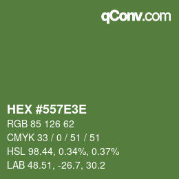 Color code: HEX #557E3E | qconv.com