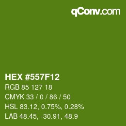 Color code: HEX #557F12 | qconv.com
