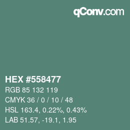 カラーコード: HEX #558477 | qconv.com