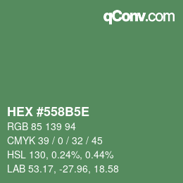 Farbcode: HEX #558B5E | qconv.com